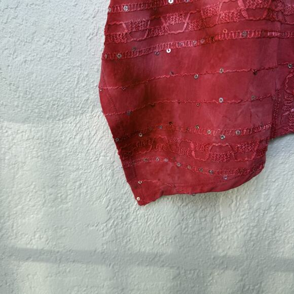 Sami & Jo Womens Sequined Asymmetrical Hem Tank Top Size L Beachy Resort Modest - Picture 7 of 7